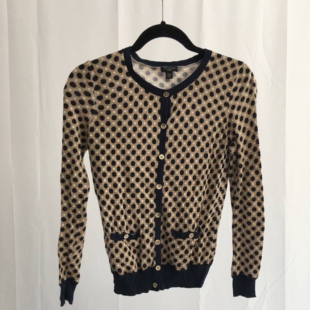 Ann Taylor Polka Dot Button Down Cardigan